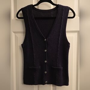 Sag Harbor Navy Button-Up Sweater Vest. SP